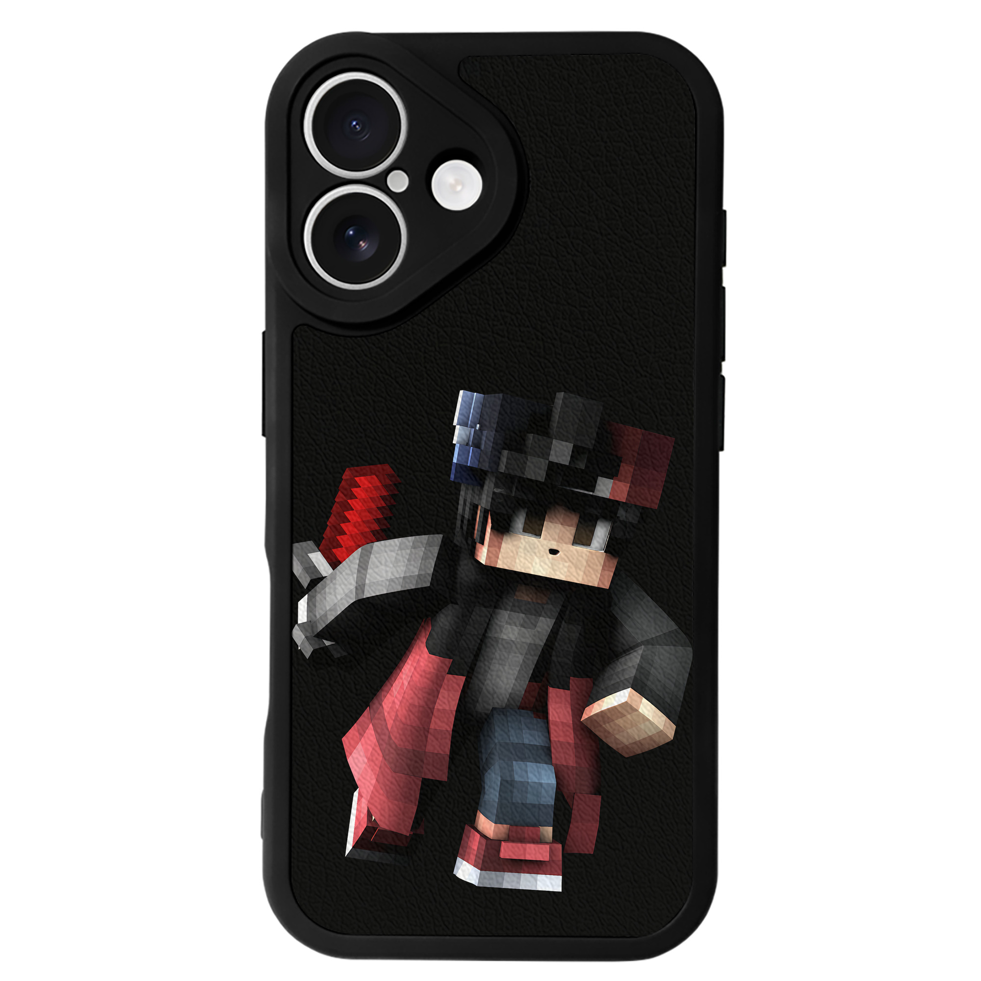 （画像用） マインクラフト ブロックの世界 Minecraft MC Block world 【iPhone 16シリーズ対応】シリコンスマホケース（レザー調） 材質：シリコン